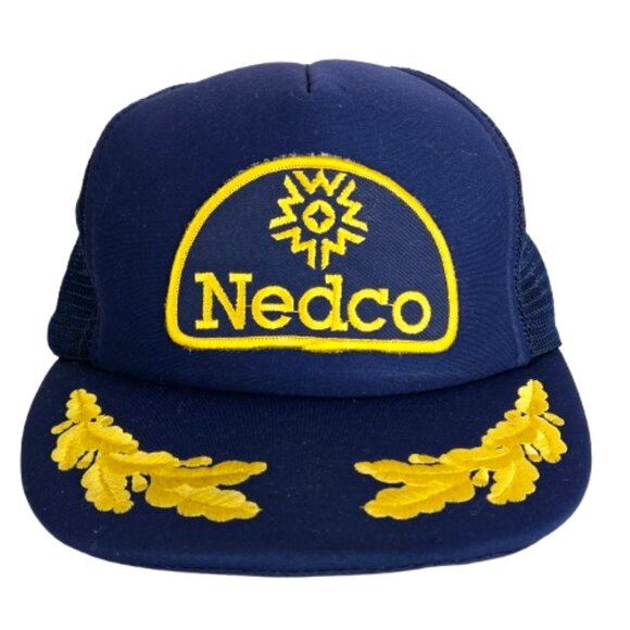 Vintage 80s NEDCO Trucker Hat Edmonton Alberta Northern Electric Company Blue - Picture 12 of 12